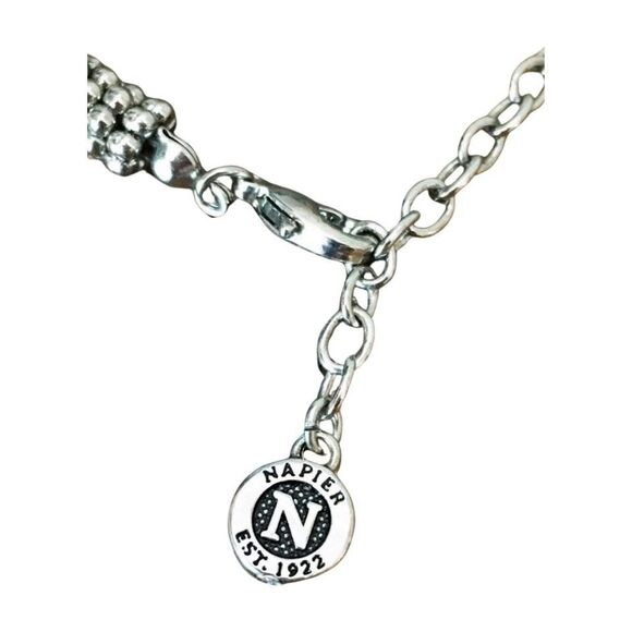 Y2K Napier Black Faceted Beads & Silver Tone Necklace - Picture 3 of 4